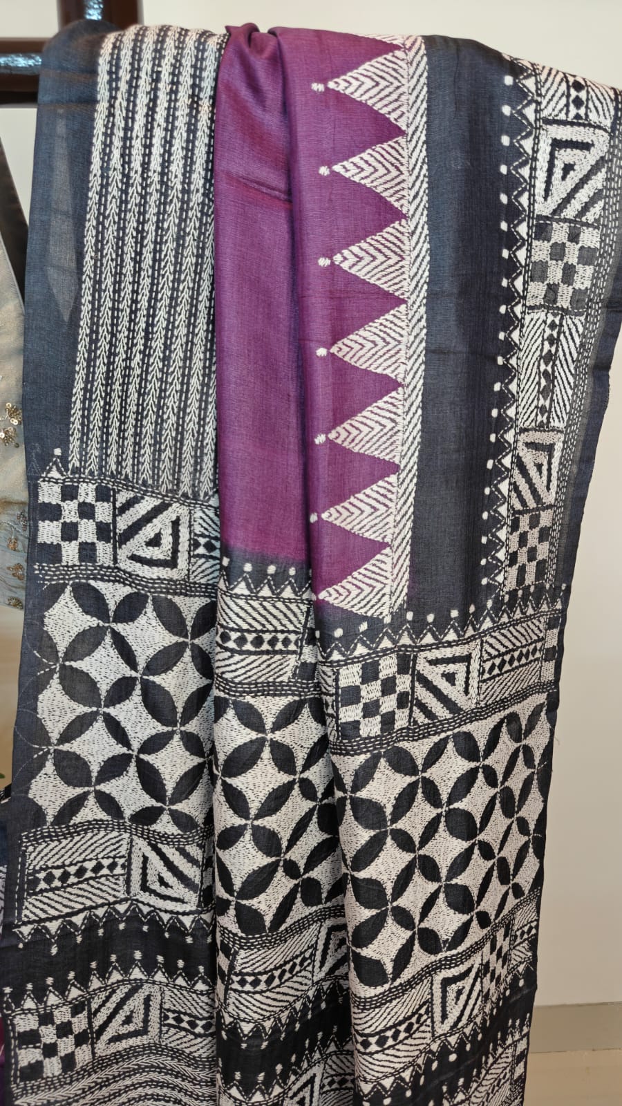 Pure Tussar Gachi by Gachi Silk Kantha Stitch Saree – A Timeless Masterpiece