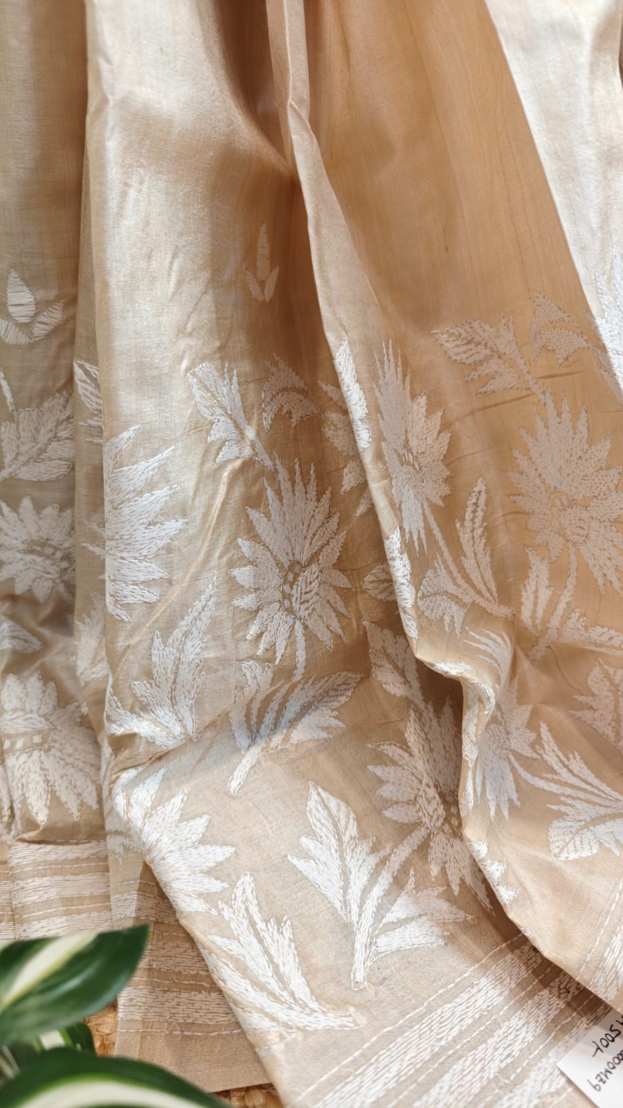 Sold Out Pure Tussar Gachi by Gachi Silk Kantha Stitch Saree – A Timeless