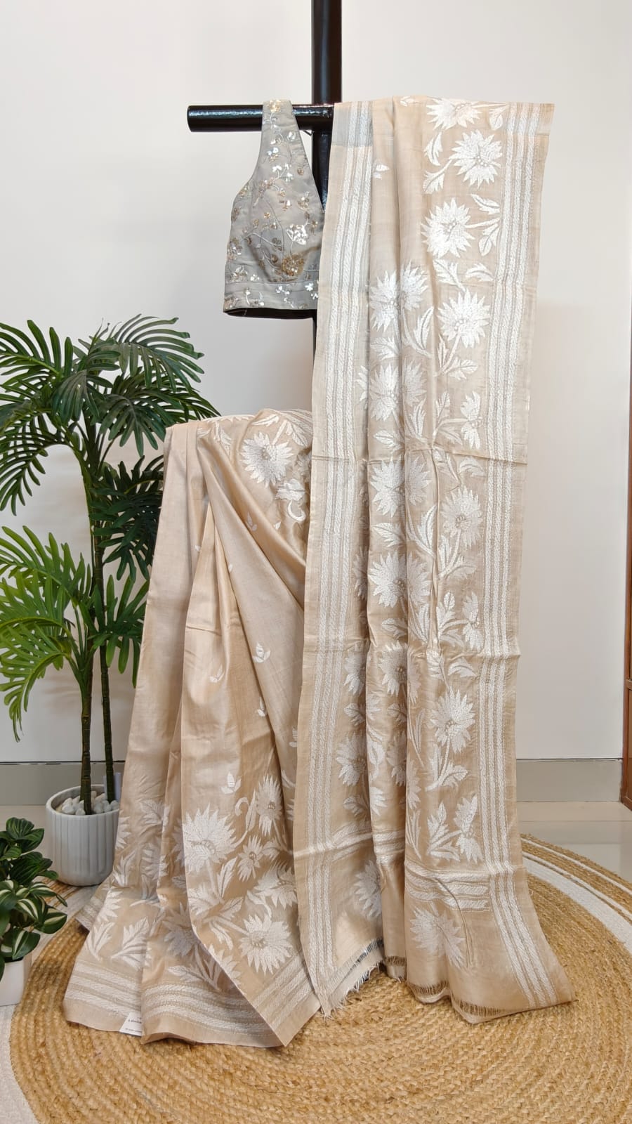 Sold Out Pure Tussar Gachi by Gachi Silk Kantha Stitch Saree – A Timeless