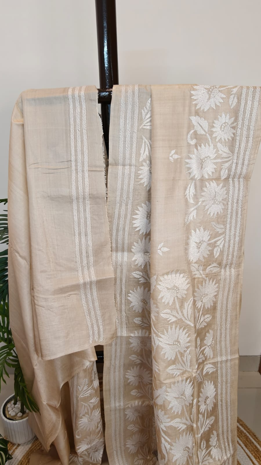 Sold Out Pure Tussar Gachi by Gachi Silk Kantha Stitch Saree – A Timeless