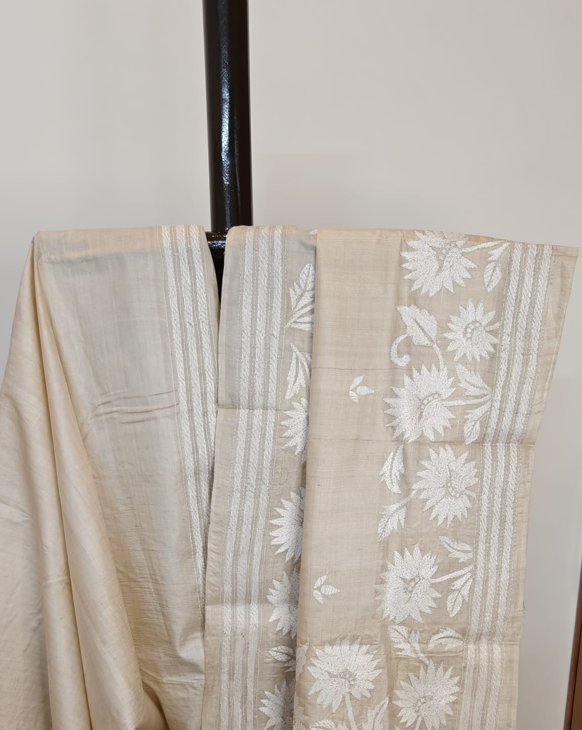 Sold Out Pure Tussar Gachi by Gachi Silk Kantha Stitch Saree – A Timeless