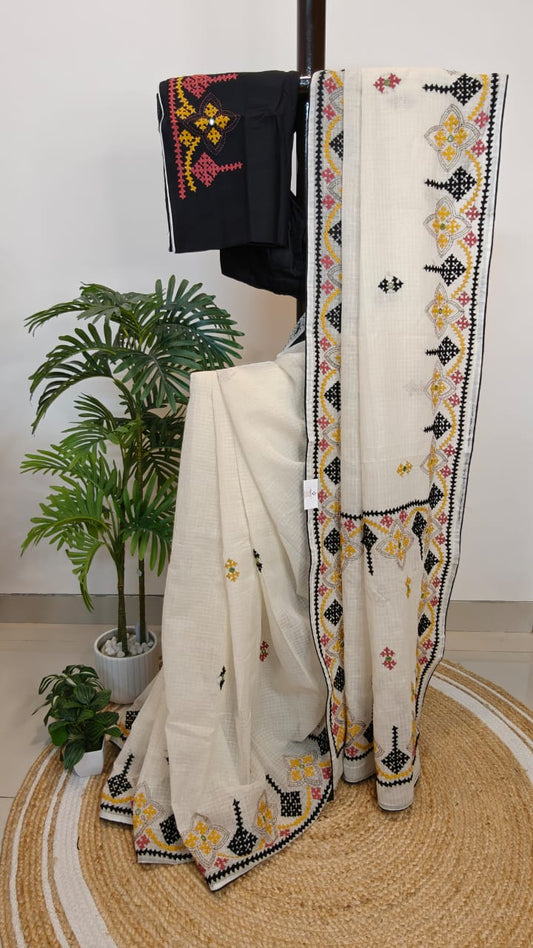 Sold Out Pure Reshom Kota Saree with Gujarati & Kutch Hand Embroidery