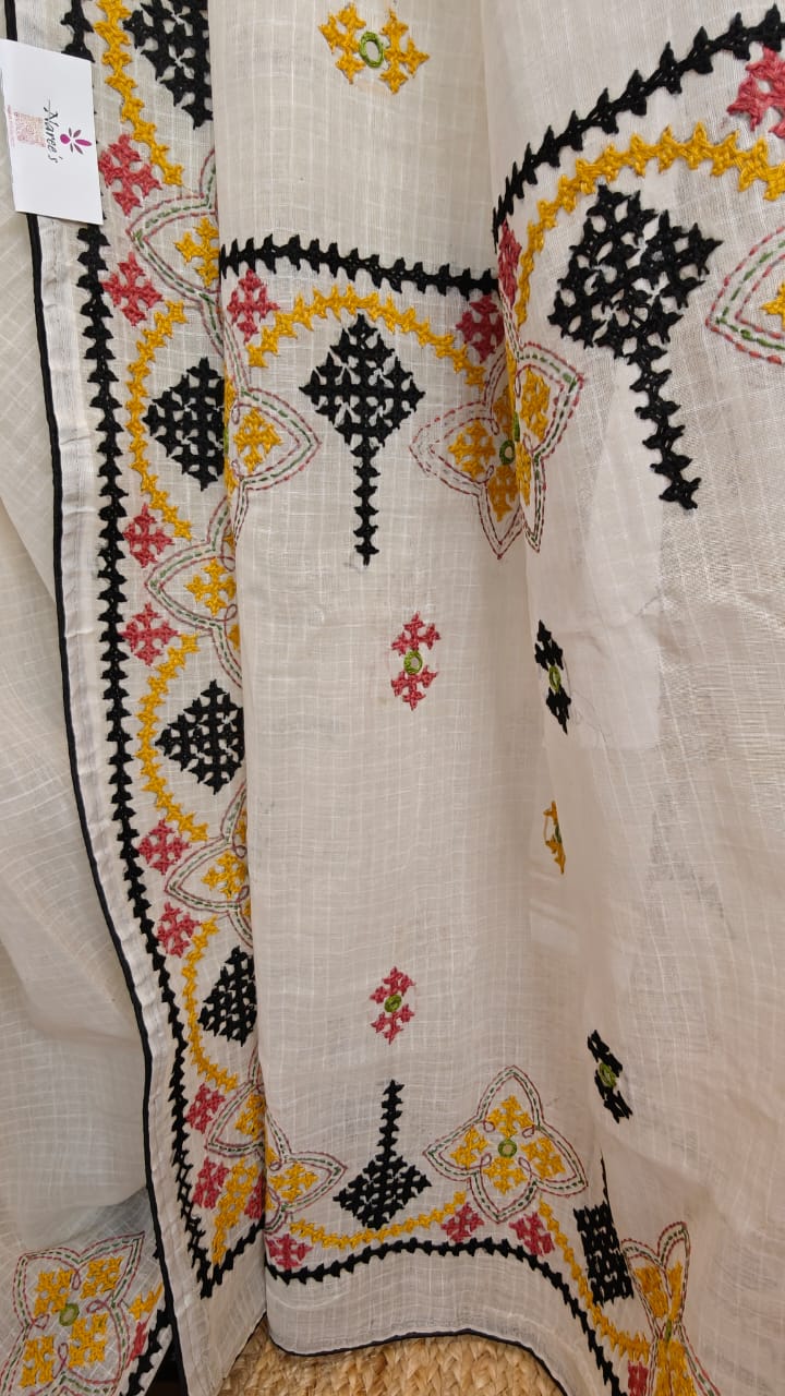 Sold Out Pure Reshom Kota Saree with Gujarati & Kutch Hand Embroidery