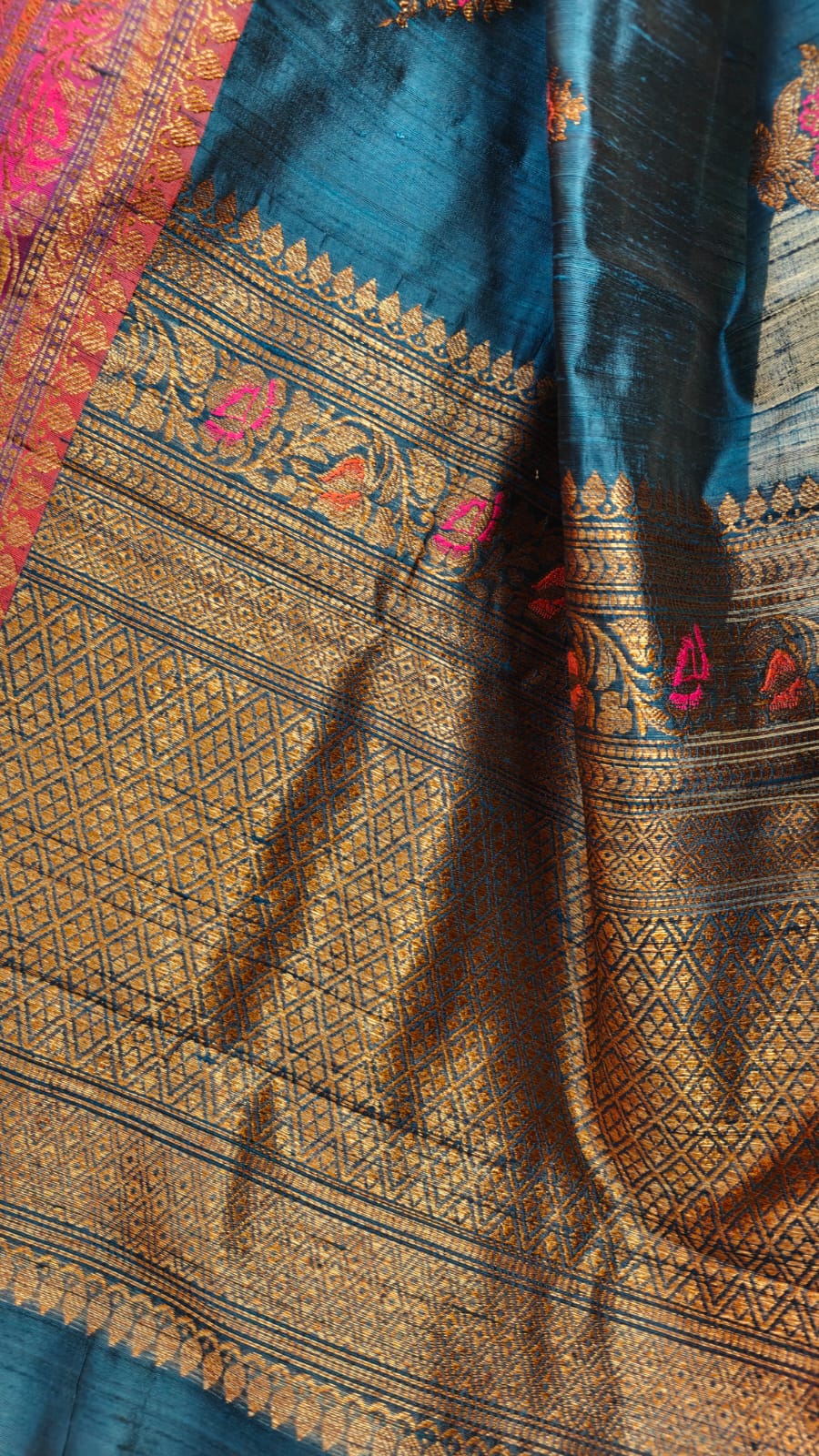 Pure Tussar Raw Silk Benarasi Saree, Silk mark Certified