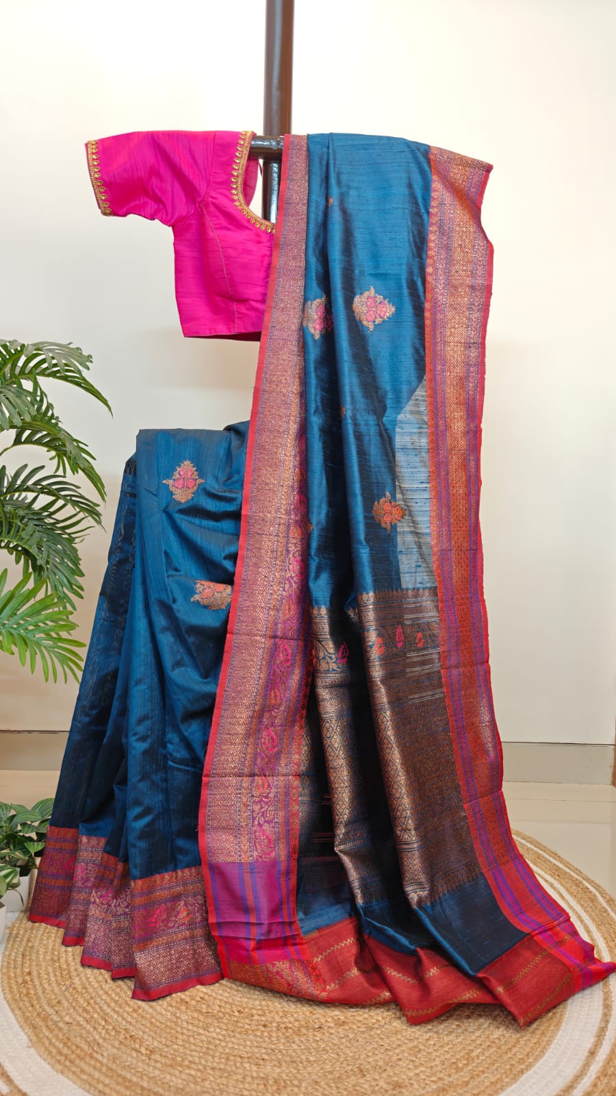 Pure Tussar Raw Silk Benarasi Saree, Silk mark Certified