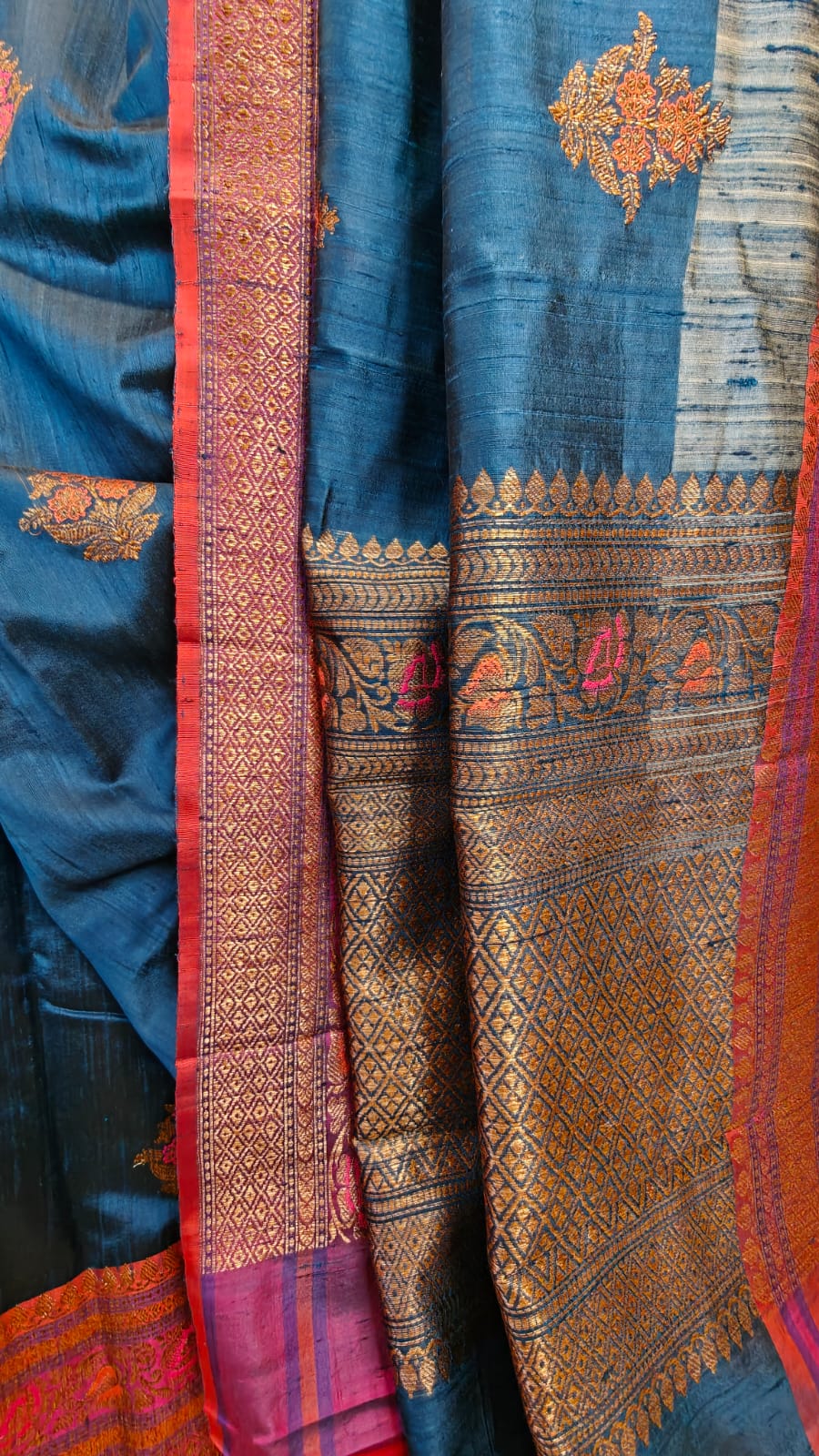Pure Tussar Raw Silk Benarasi Saree, Silk mark Certified
