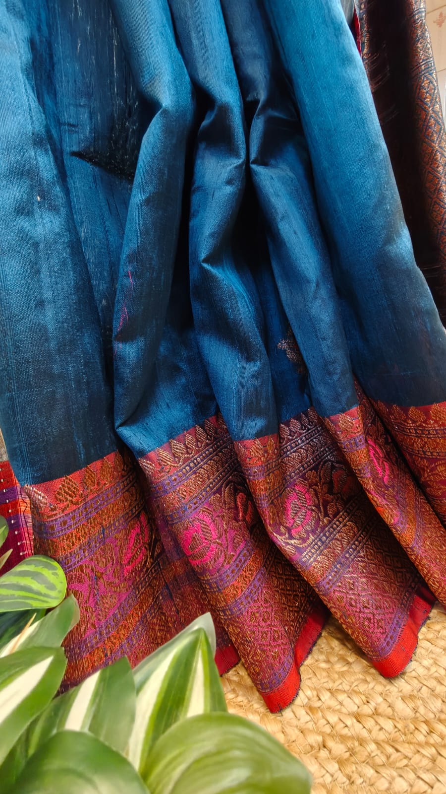 Pure Tussar Raw Silk Benarasi Saree, Silk mark Certified