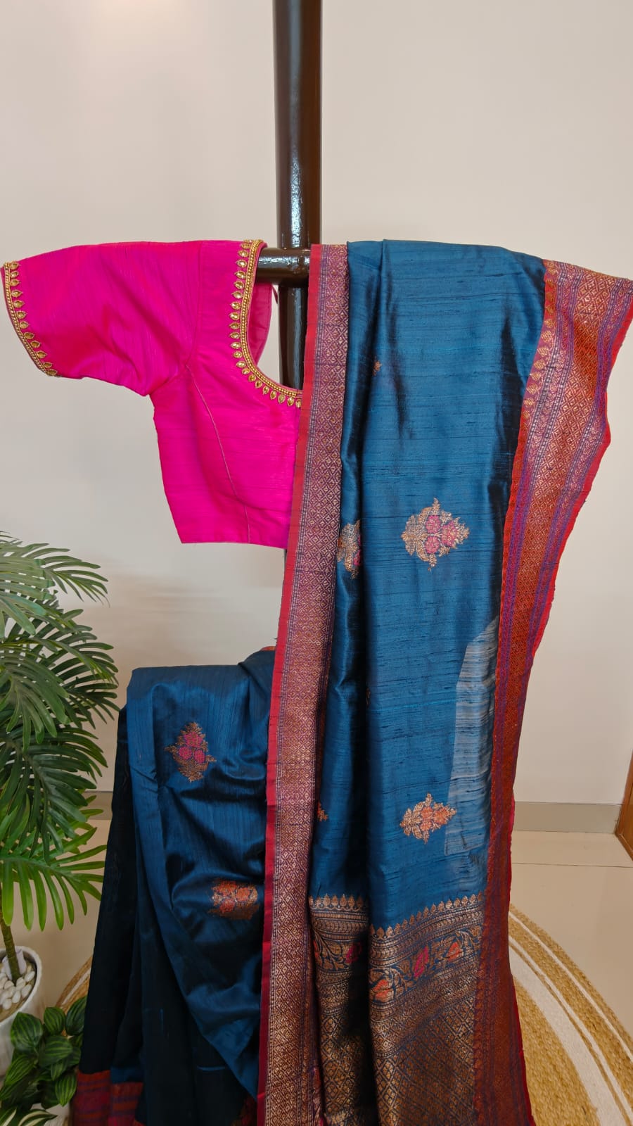 Pure Tussar Raw Silk Benarasi Saree, Silk mark Certified