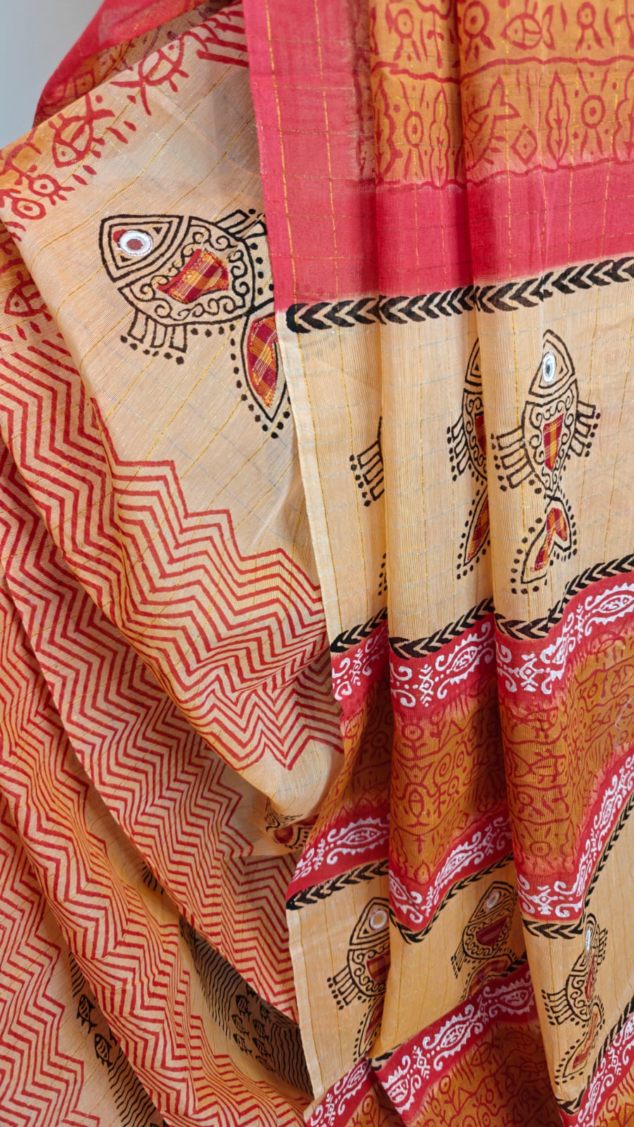 Authentic Pure Cotton Saree-with Appliqué and Kutch Embroidery