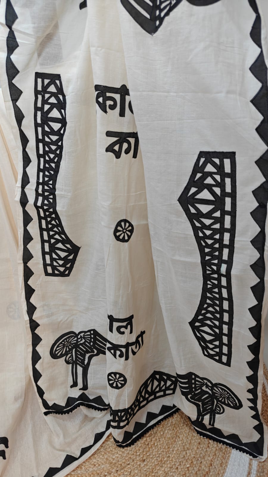 Sold out Pure Mul Cotton Kolkata Applique work Saree