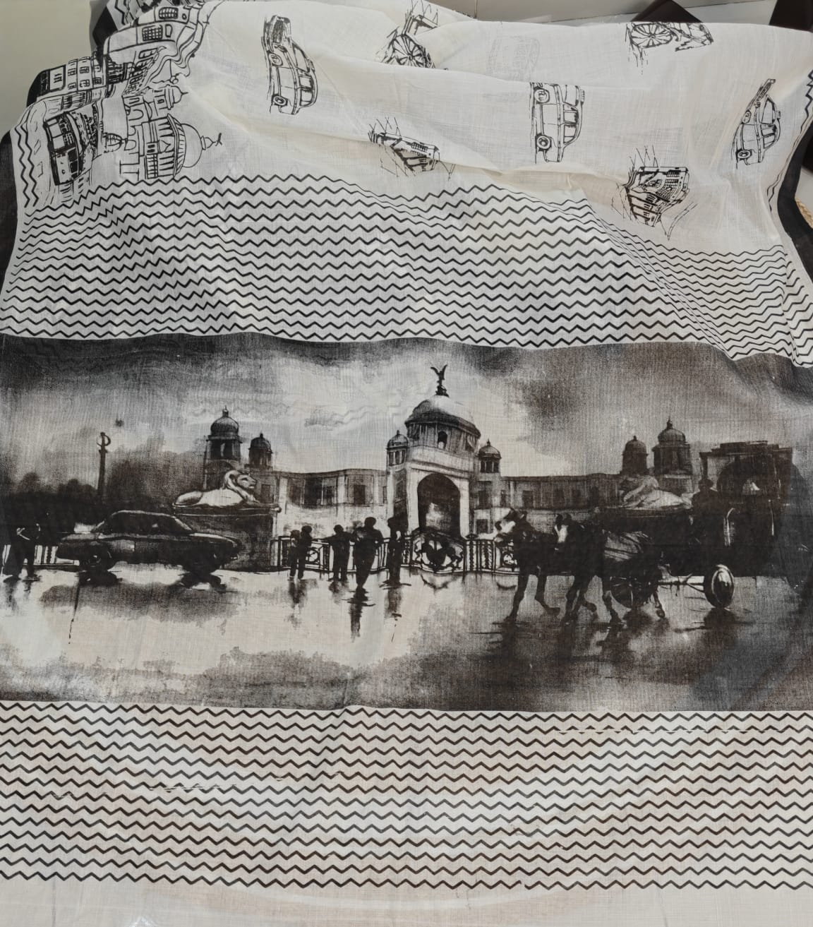 Pure Cotton Kolkata Victoria Block Print Saree