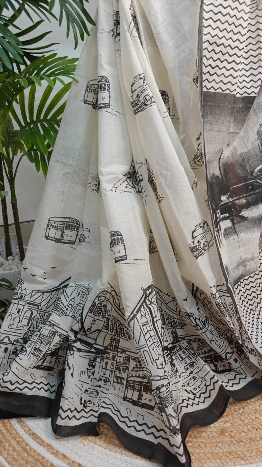 Pure Cotton Kolkata Victoria Block Print Saree