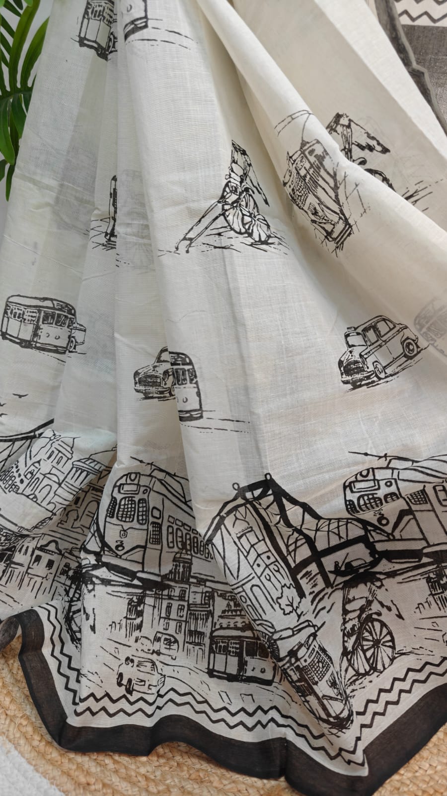 Pure Cotton Kolkata Victoria Block Print Saree