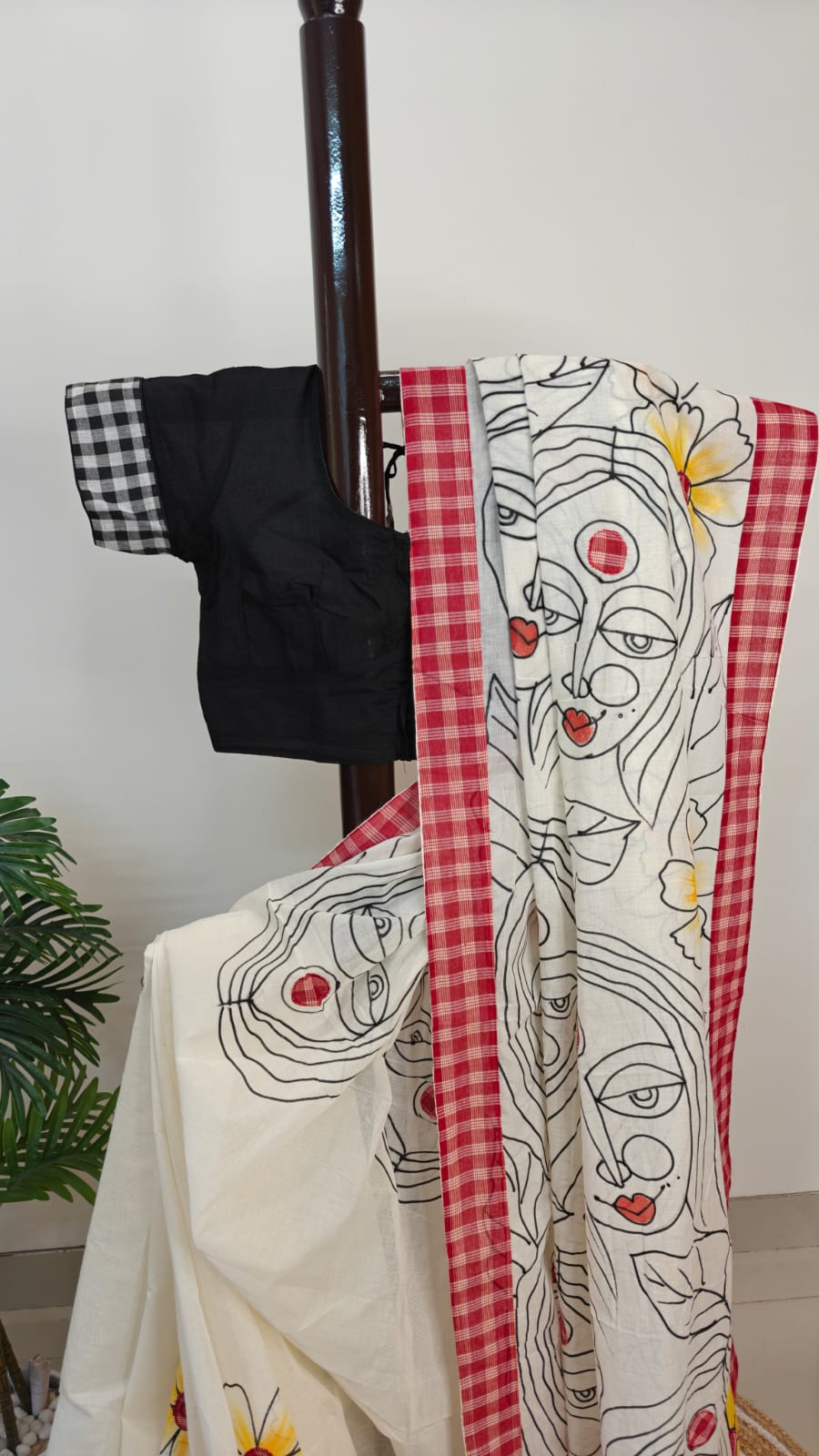 Sold Out Pure Cotton Gamcha Applique and handpainted Saree