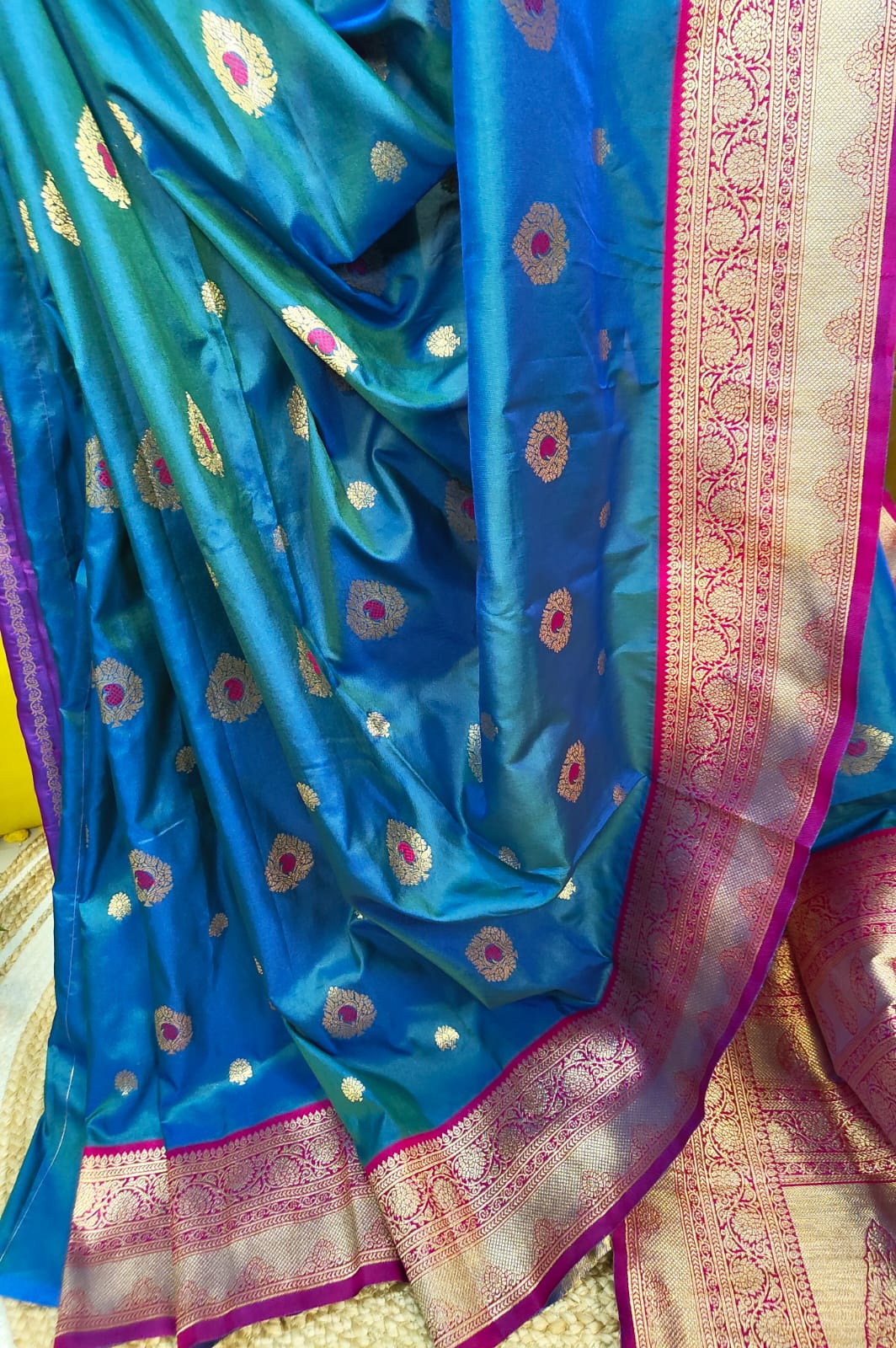 Katan Banarasi Semi Silk Saree – Premium Quality Minakari Buta with Golden Zari Weave