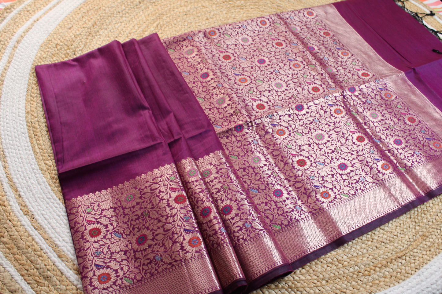 Sold Out Semi Munga Tussar Silk Banarasi Saree with Minakari Weaves