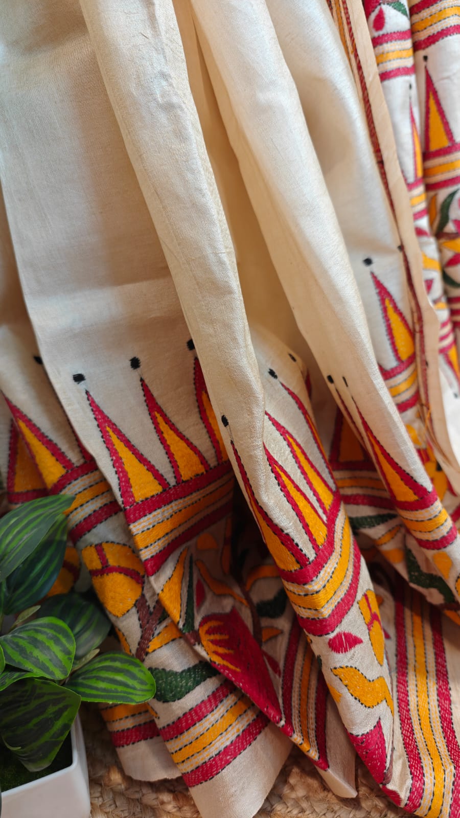 Pure Tussar Gachi Silk Kantha Saree – A Tussar Elegance