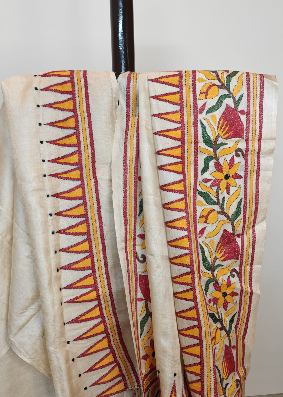 Pure Tussar Gachi Silk Kantha Saree – A Tussar Elegance