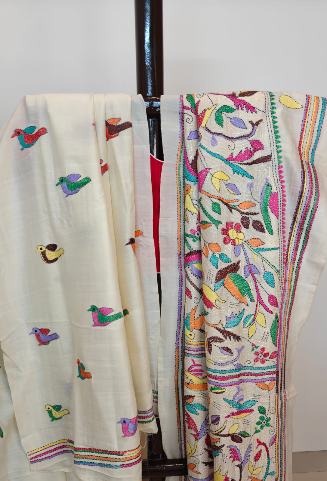 Pure Tussar Kanthastitch saree -Bird motif