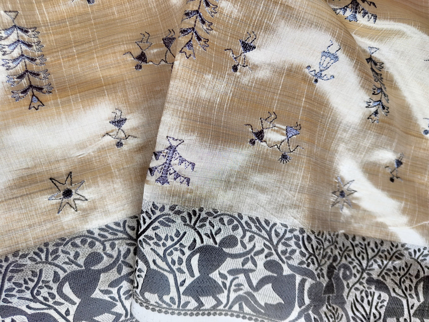 Sold Out Premium Art Silk Saree with Rich Warli Weave – A Timeless Classic-Sold in Bangalore