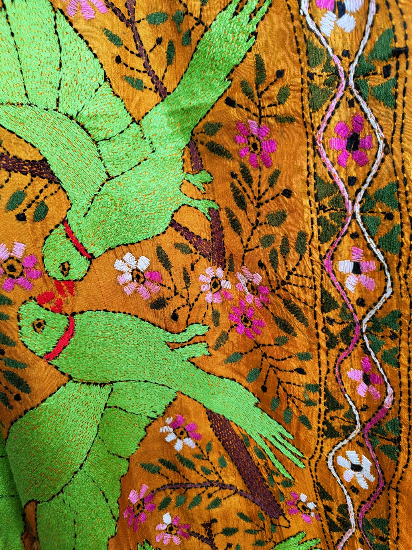 Pure Bangalore Silk  Exclusive Kantha Saree in  Golden Yellow