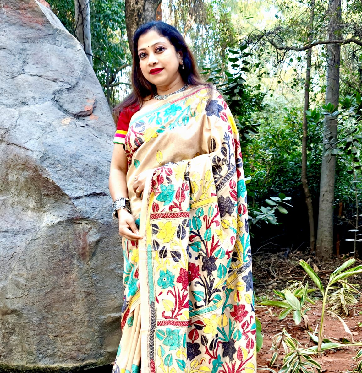 Pure Tussar Kanthastitch Saree