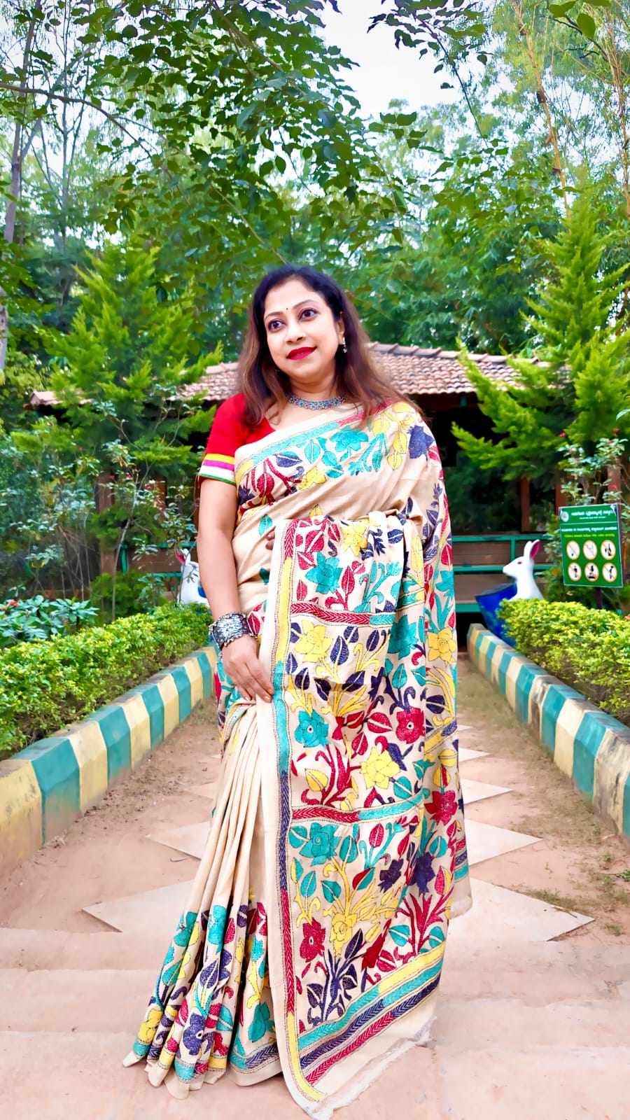 Pure Tussar Bapta  Silk Golap Kantha  Saree