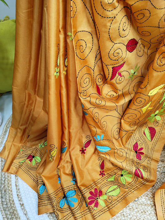 Blended Bangalore Silk Traditional Kantha Saree