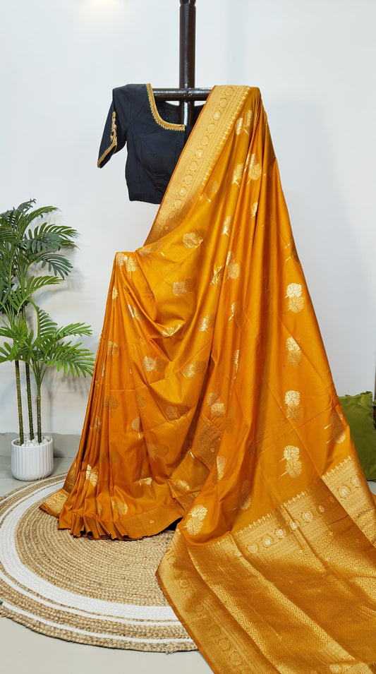 Dola Silk Premium Saree – Silver and Golden Zari Weave-Sold in Bangalore