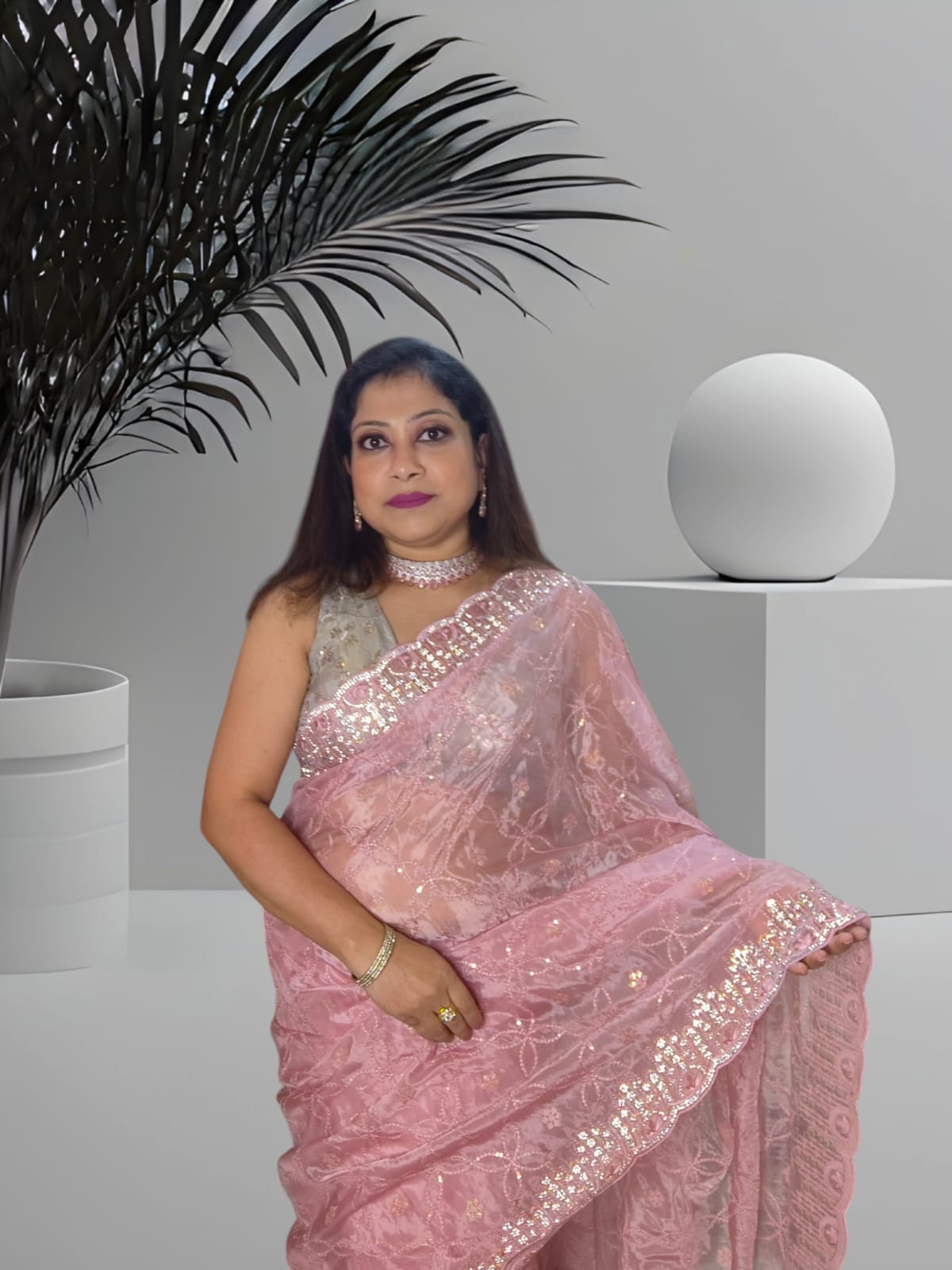Sold out Party wear Elegant Glass Tissue Saree  – A Sparkling Blend of Grace and Sophistication-Sold in Bangalore