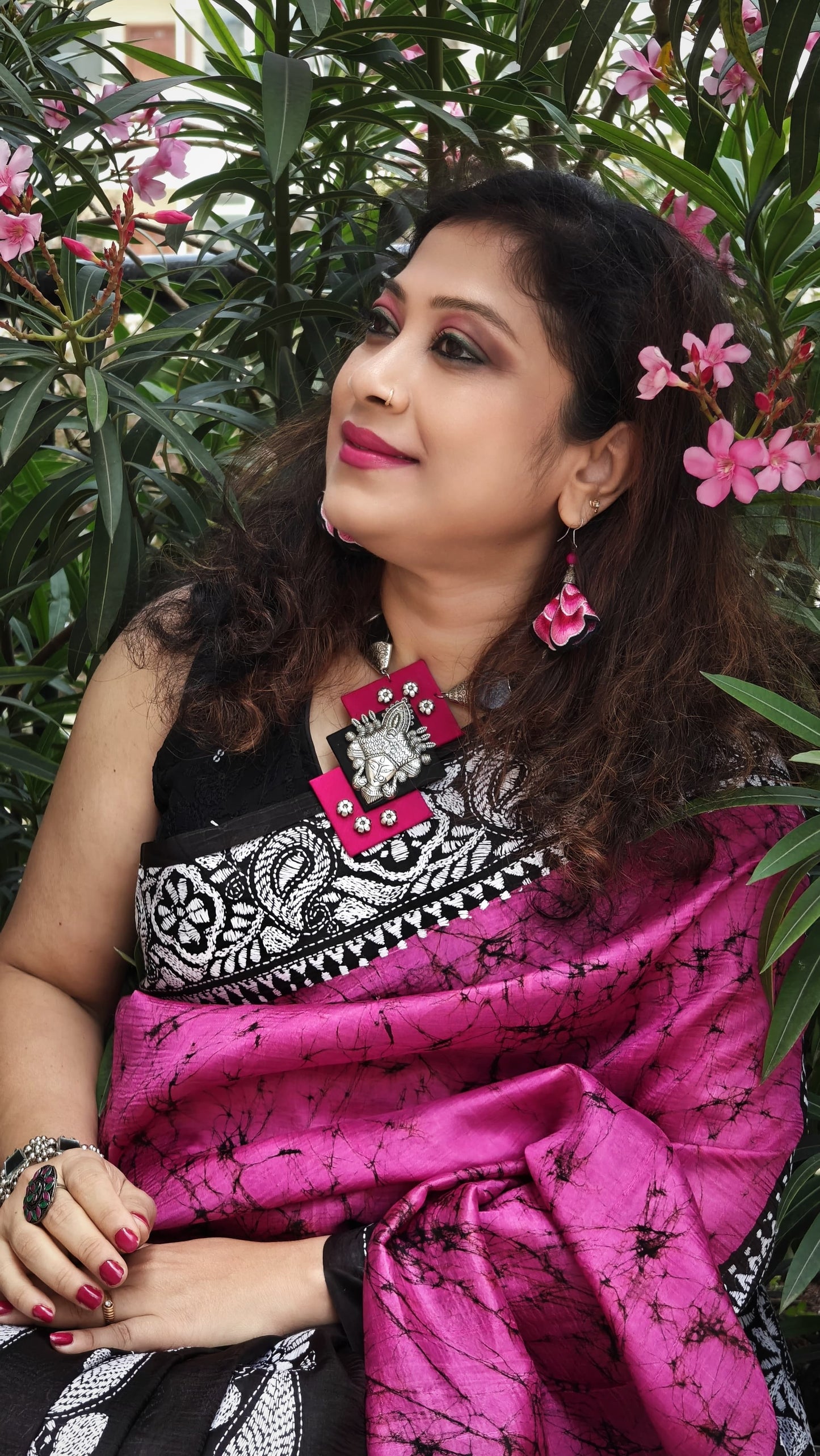 Pure Bangalore Silk Batik Kantha Stitch Saree – A Masterpiece of Handcrafted Elegance