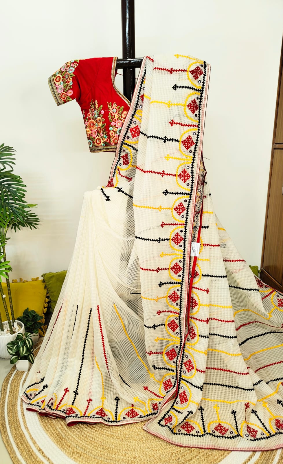 Sold out Pure Reshom Kota Saree with Gujarati and Kutch Hand Embroidery-Sold in Bangalore