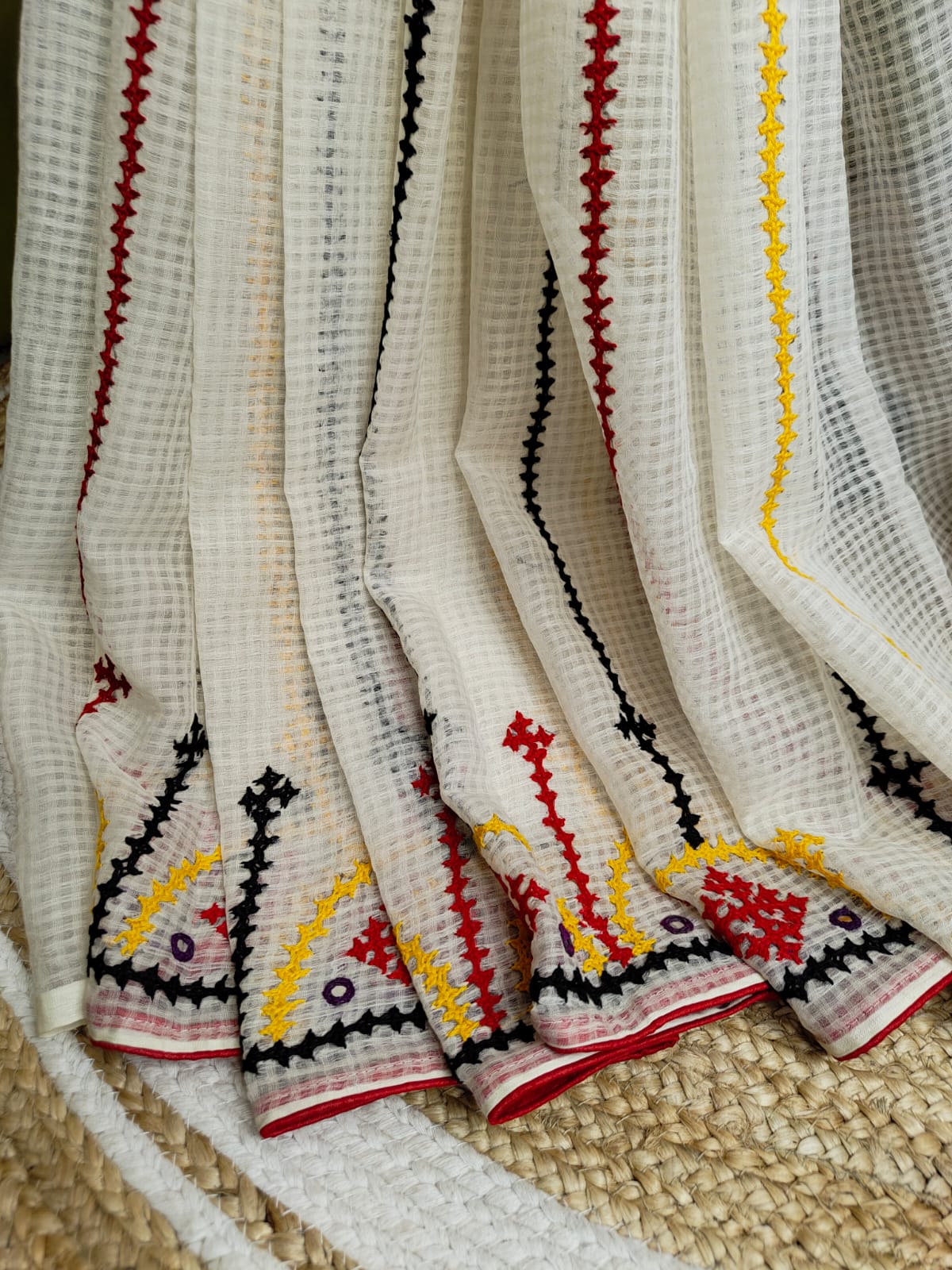 Sold out Pure Reshom Kota Saree with Gujarati and Kutch Hand Embroidery-Sold in Bangalore