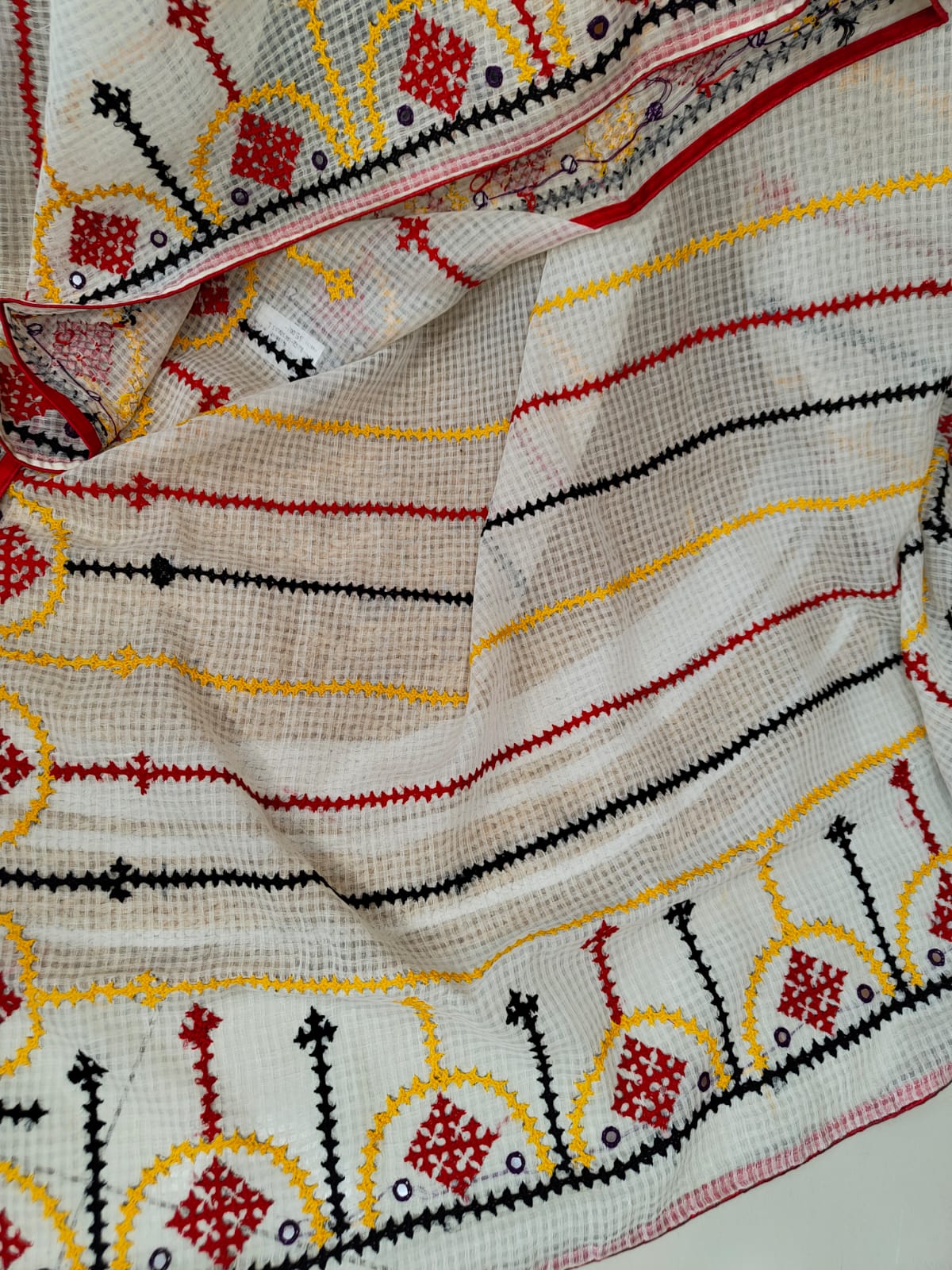 Sold out Pure Reshom Kota Saree with Gujarati and Kutch Hand Embroidery-Sold in Bangalore