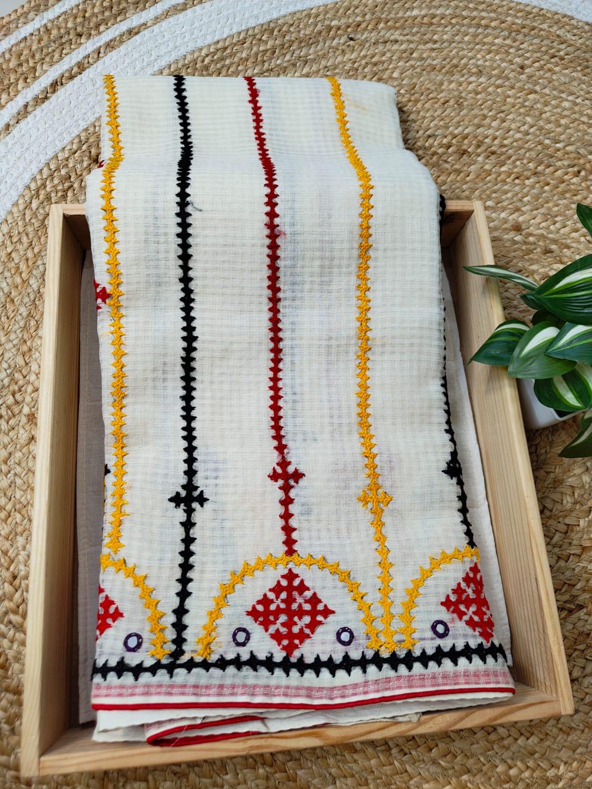 Sold out Pure Reshom Kota Saree with Gujarati and Kutch Hand Embroidery-Sold in Bangalore