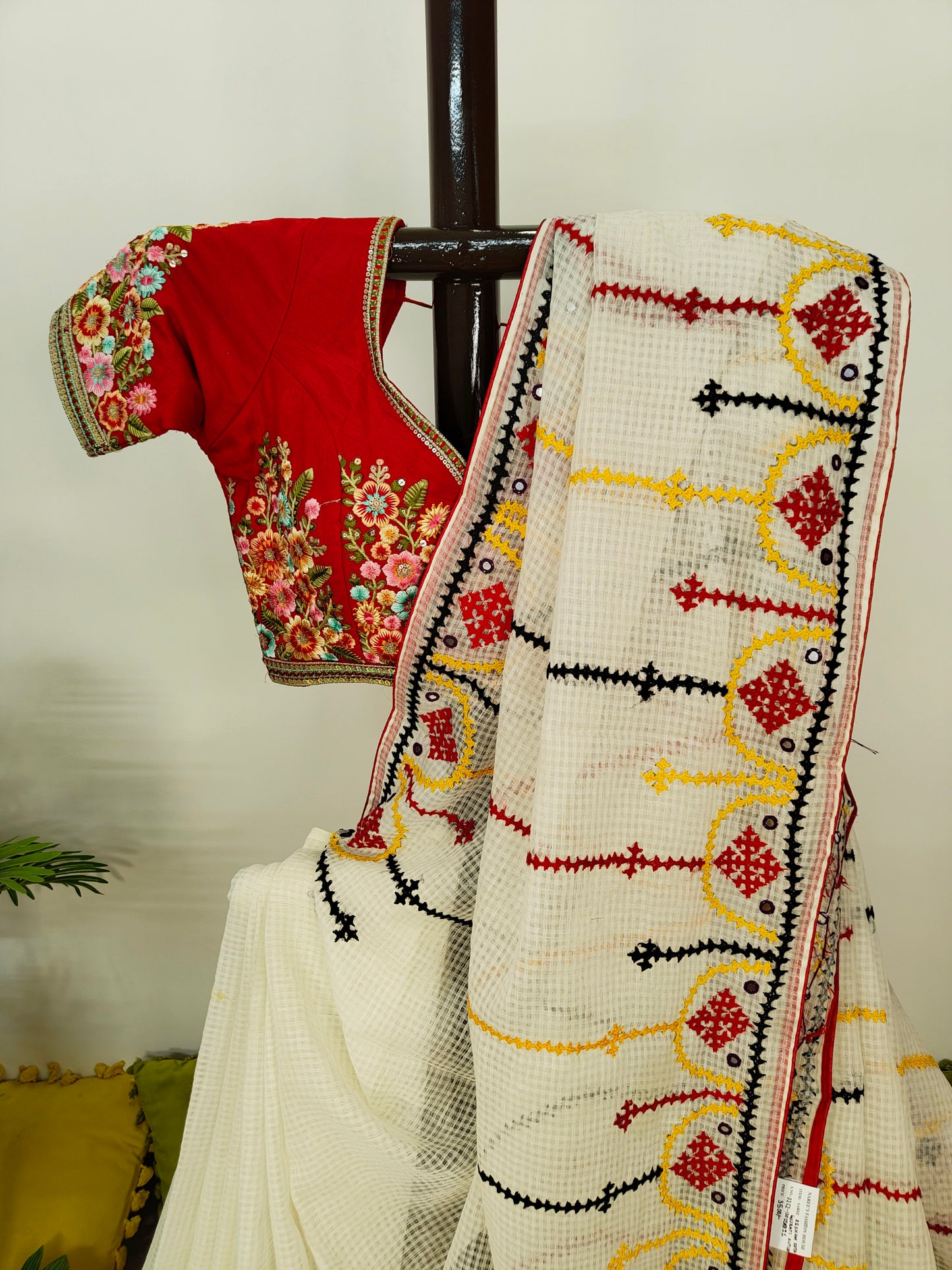 Sold out Pure Reshom Kota Saree with Gujarati and Kutch Hand Embroidery-Sold in Bangalore