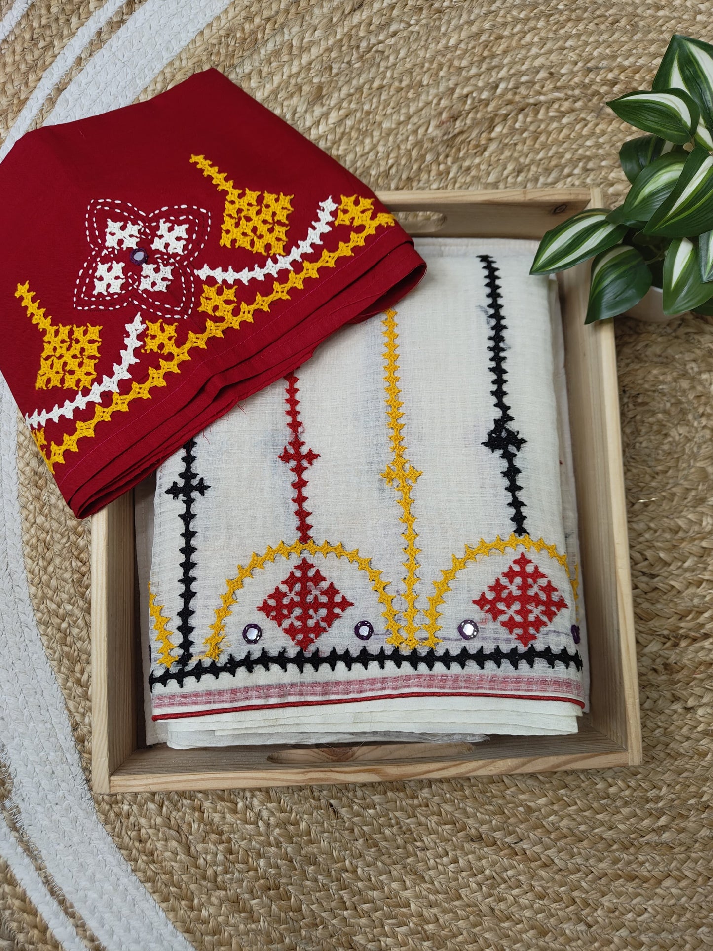 Sold out Pure Reshom Kota Saree with Gujarati and Kutch Hand Embroidery-Sold in Bangalore