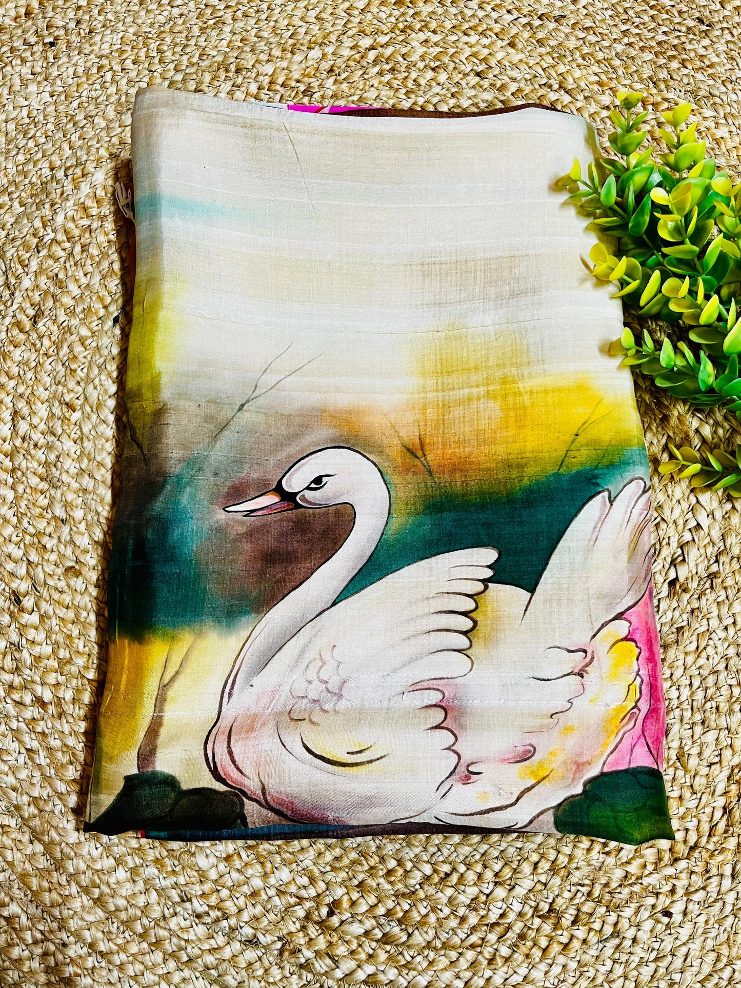 Pure Murshidabad Silk Hand-Painted Concept Saree