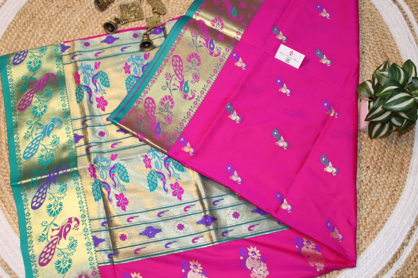 Sold Out, Paithani Semi Silk Saree, Premium Quality Stunning Fuchsia Pink with Golden Traditional Border-Sold in Bangalore-Sold in Bangalore