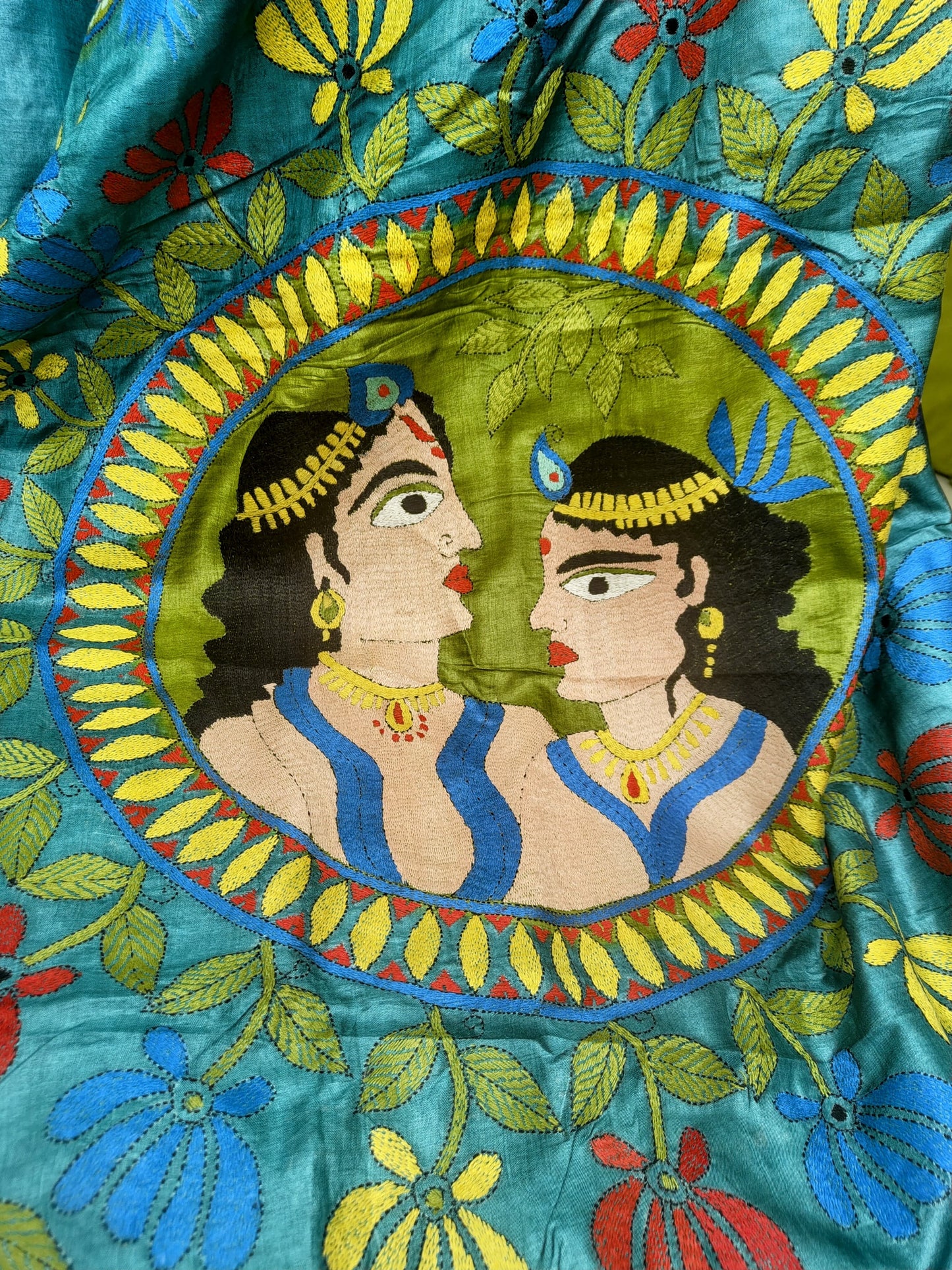 Sold out Pure Tussar Gachi Silk Kantha Stitch Saree