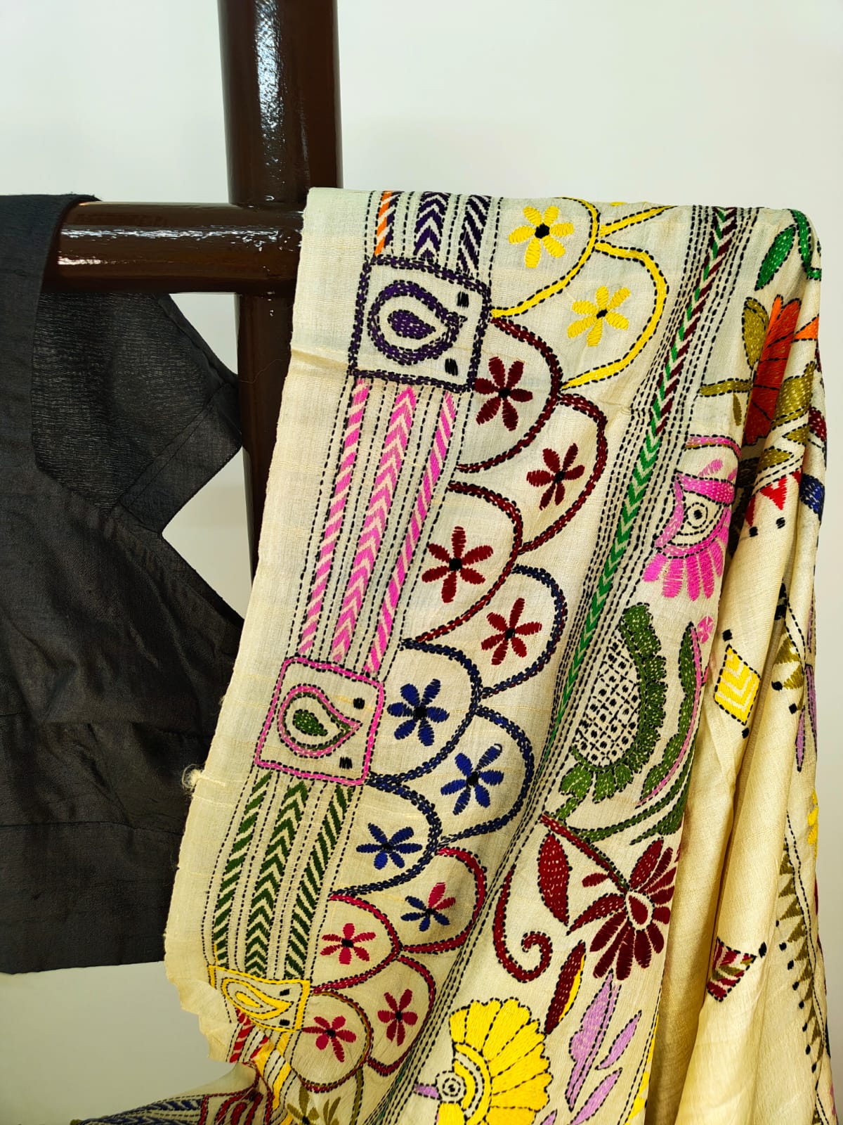 Sold out Pure Tussar Gachi by Gachi Silk Kantha Stitch Saree – A Timeless Masterpiece