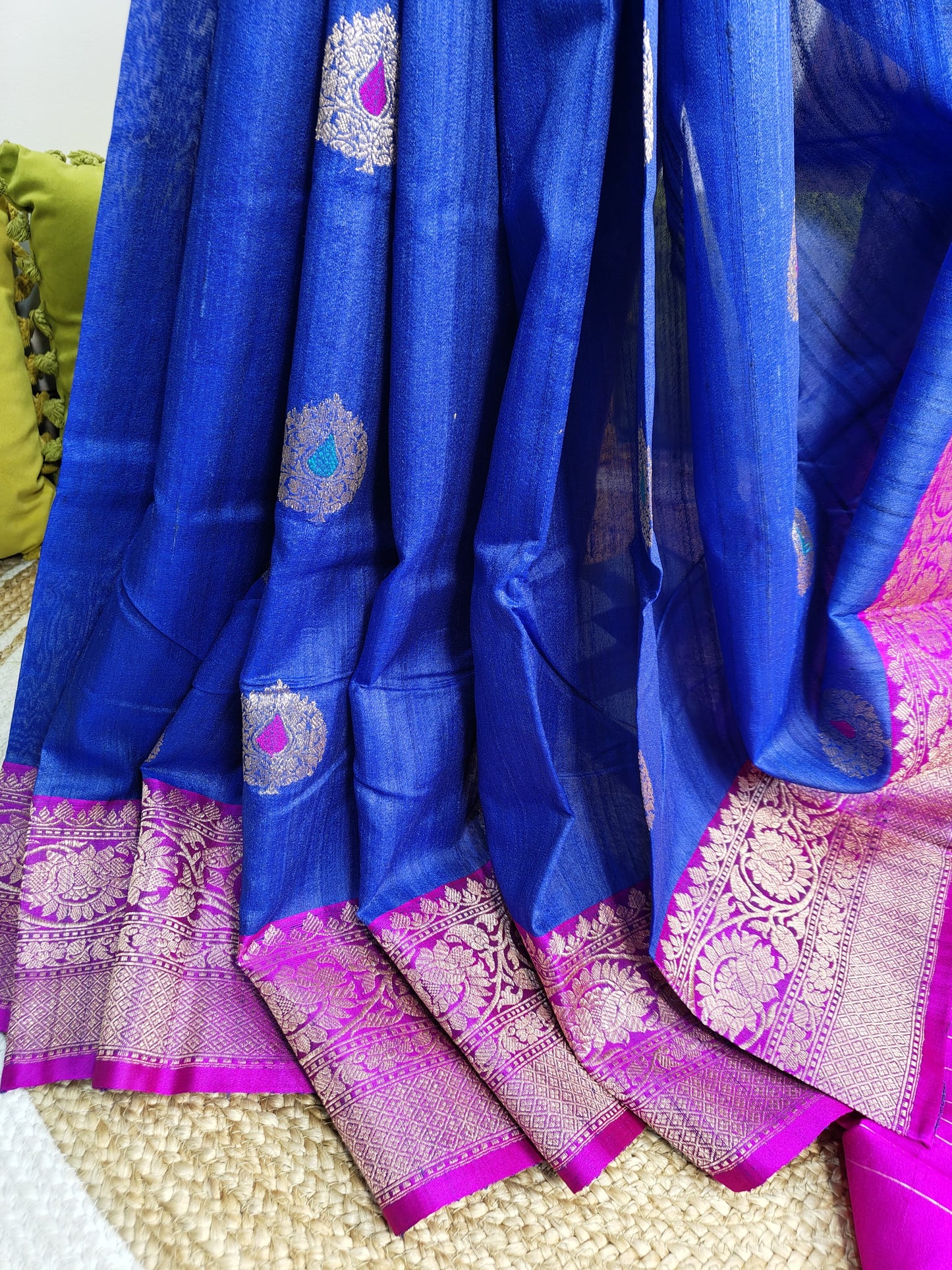 Pure Tussar Raw Silk Benarasi Saree, Silk mark Certified