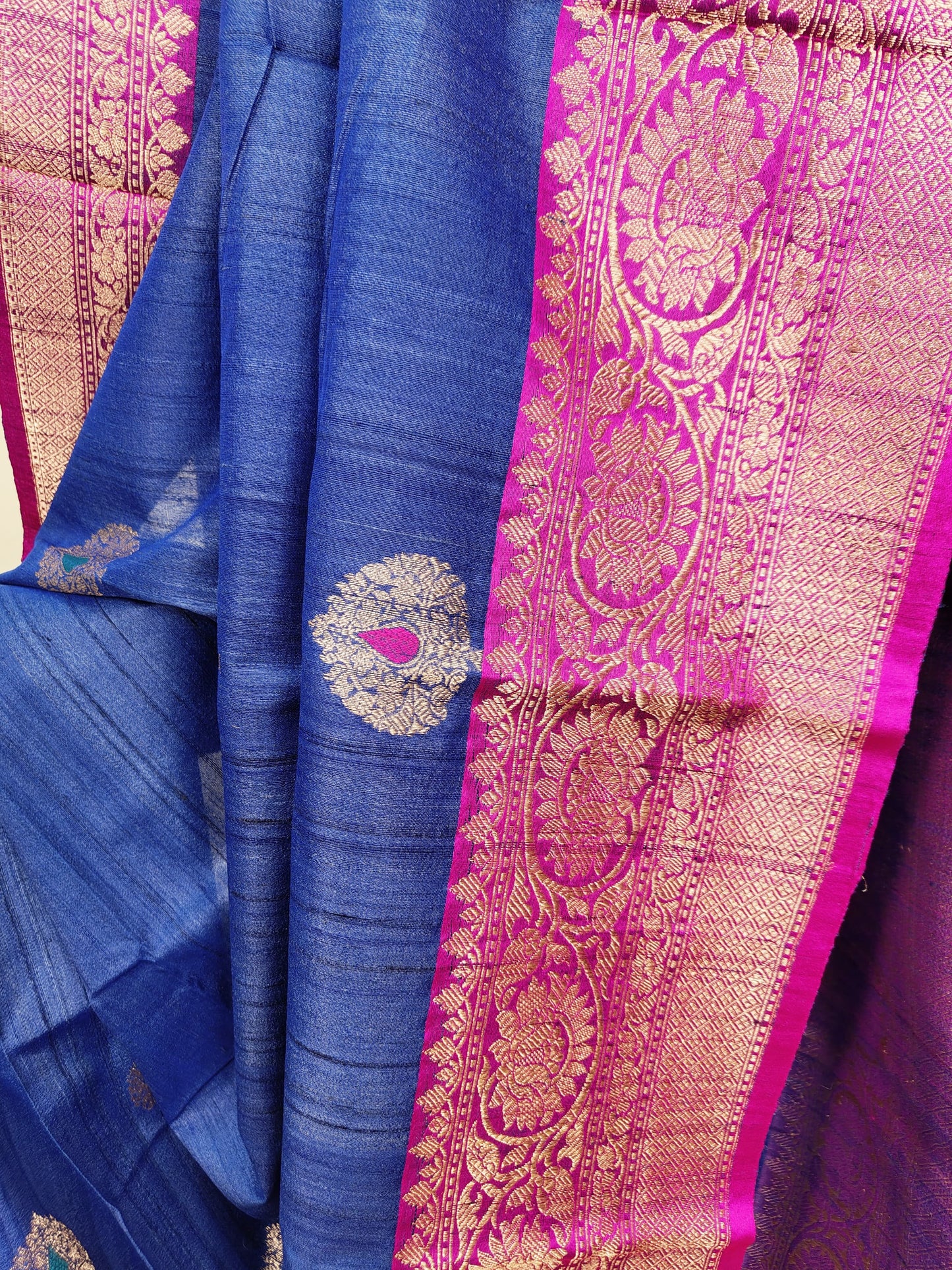 Pure Tussar Raw Silk Benarasi Saree, Silk mark Certified