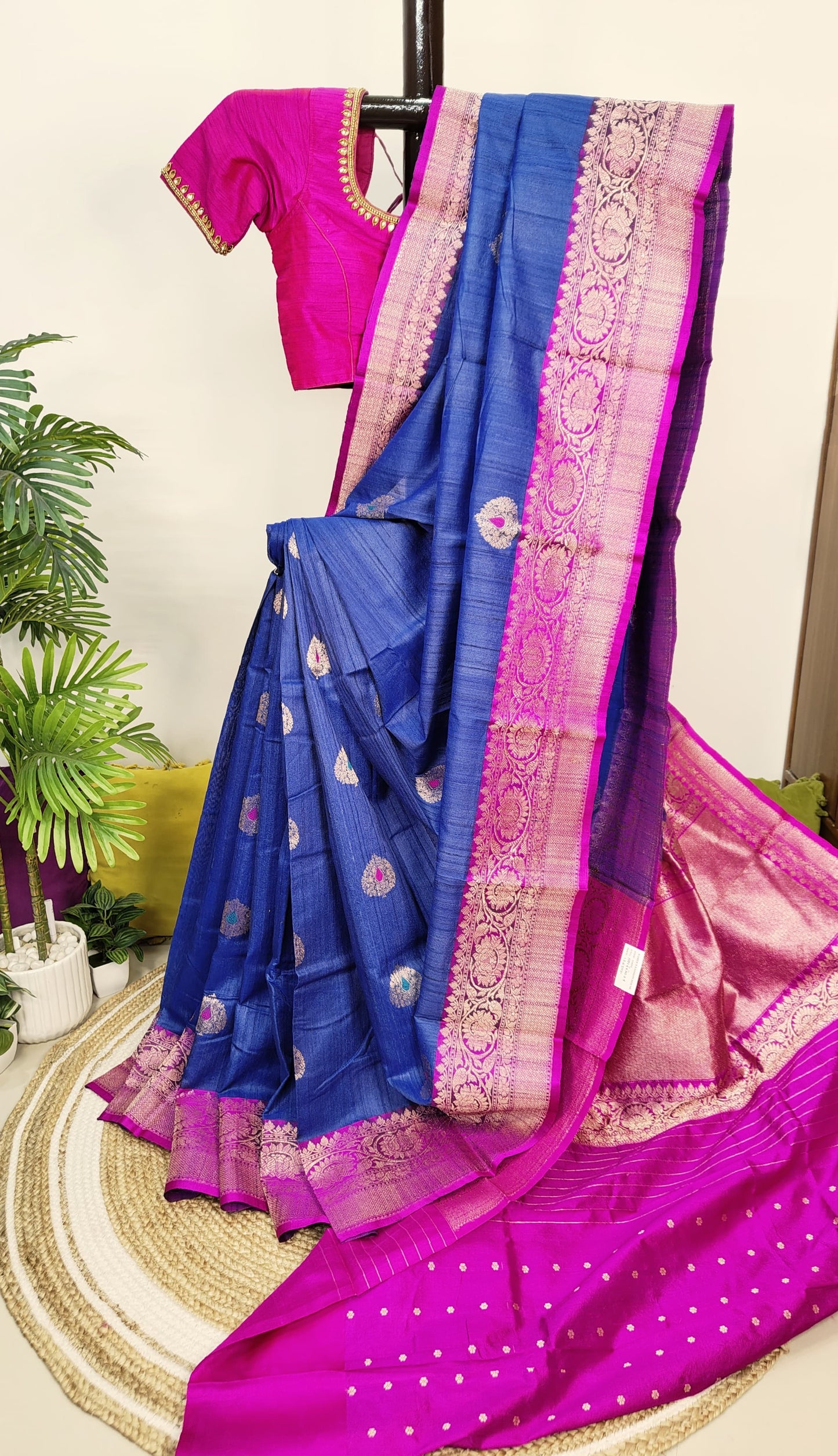 Pure Tussar Raw Silk Benarasi Saree, Silk mark Certified