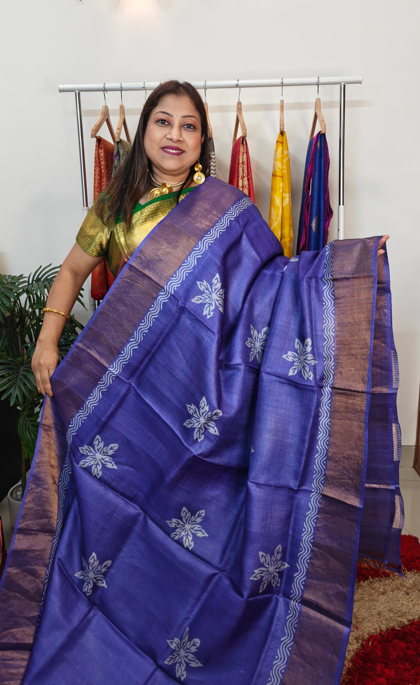 Pure Tussar Silk Hand blocked Saree