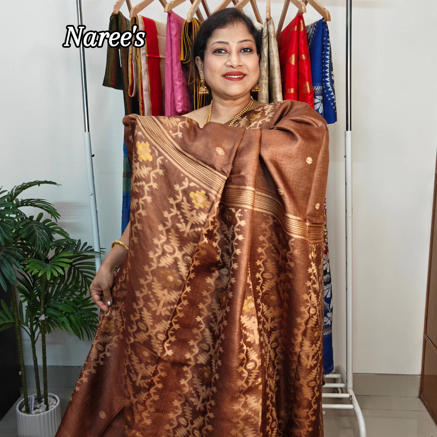 Pure Tussar Jamdani Saree – Karat Weave Elegance