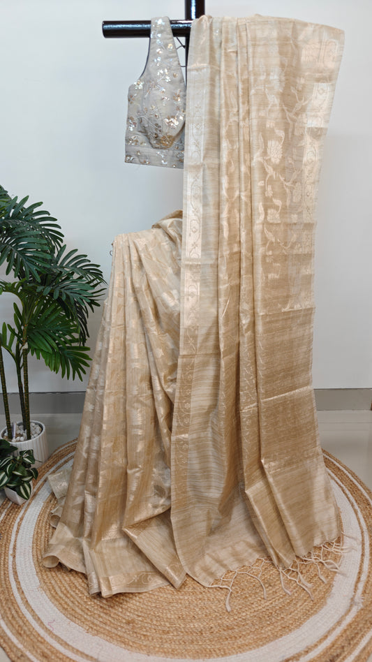 Semi Tussar Jamdani Saree