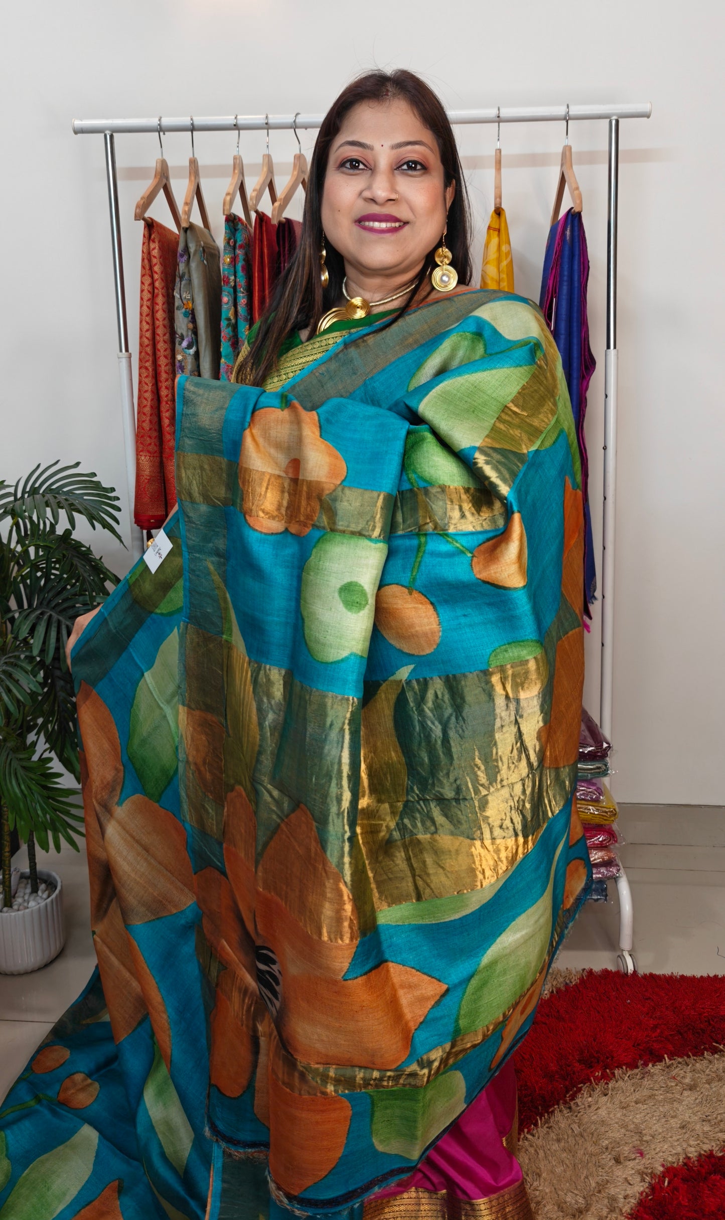 Pure Tussar Silk Hand-painted Saree