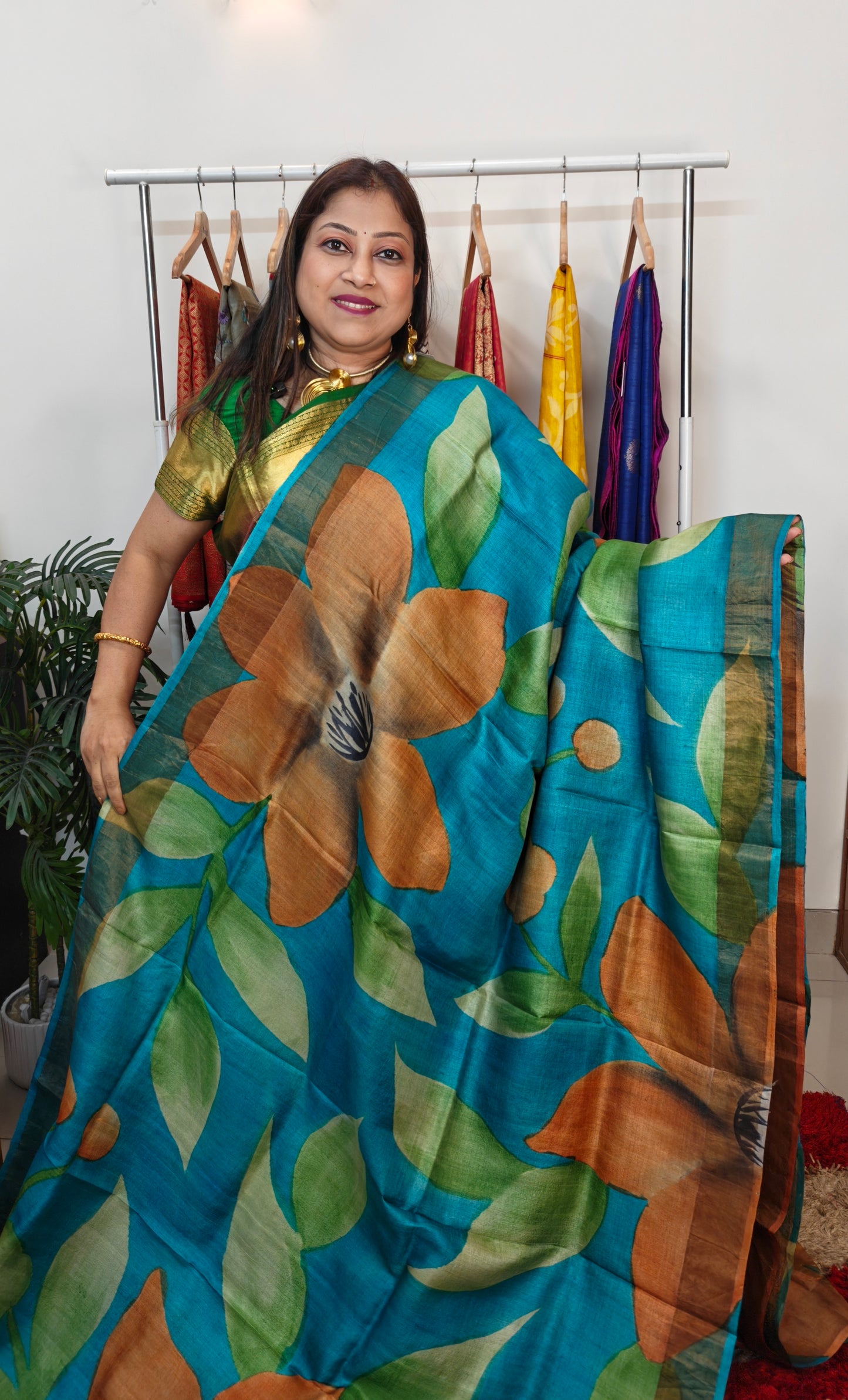 Pure Tussar Silk Hand-painted Saree