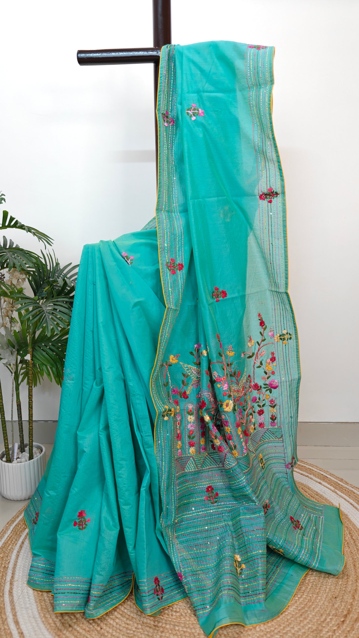 Handloom Silk Saree with Parsi Bullion handwork